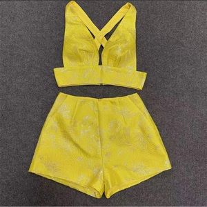 Ella Yellow Two Piece Jacquard Set